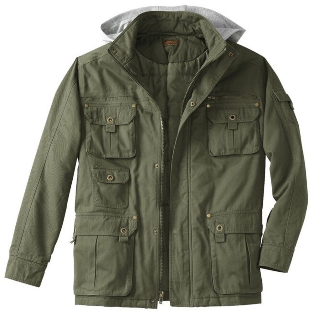 9 Pocket Twill Utility Jacket with Removable Hood